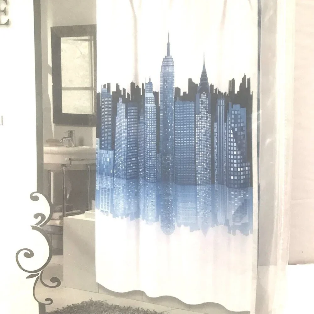 New Carnation Home Fashions Cityscape Shower Curtain Water Repellent 70